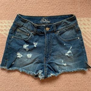 Harlow women’s 27 distressed high rise shorts
